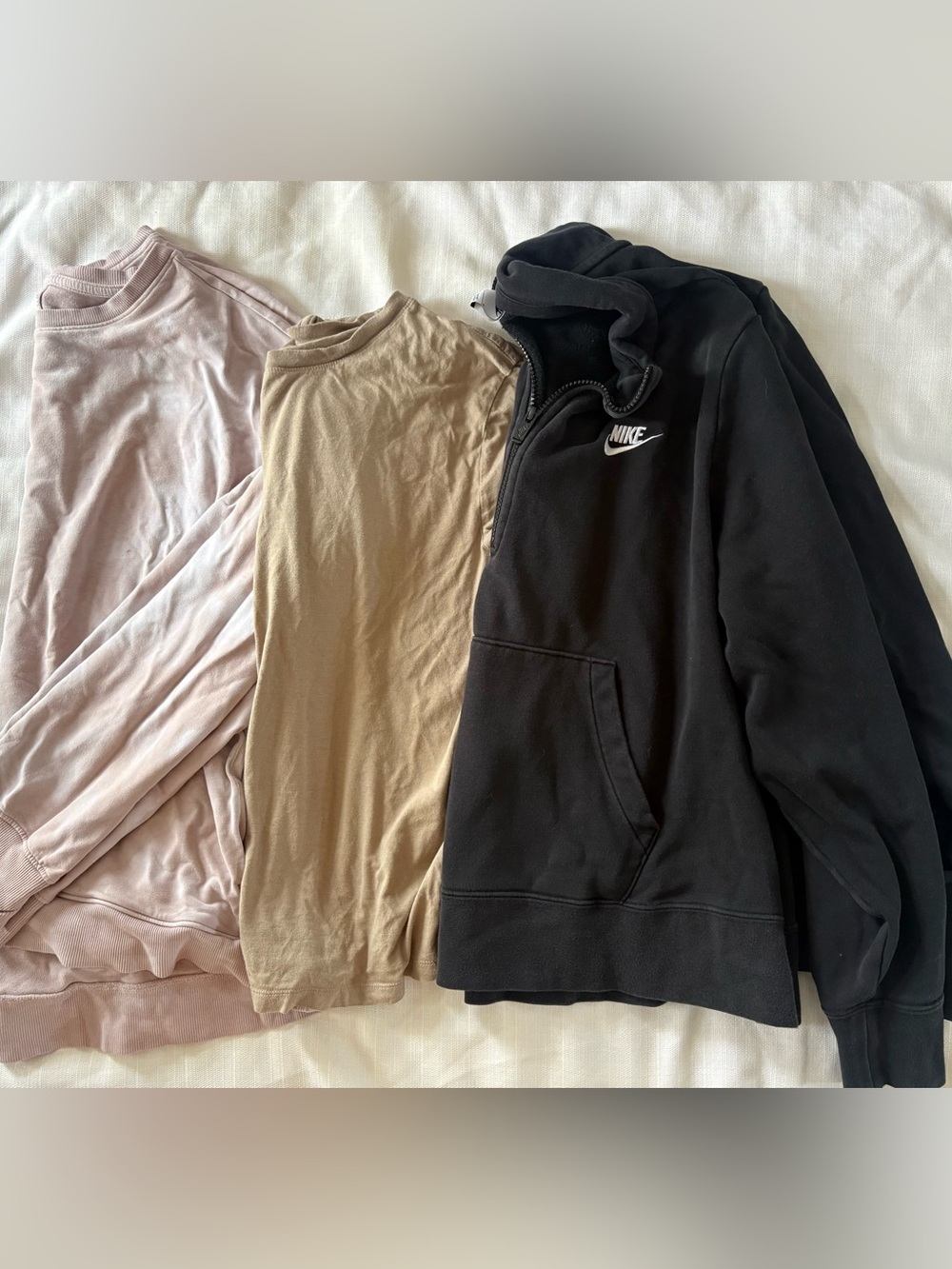 Nike womens Black Half-Zip Hoodie and two shirts